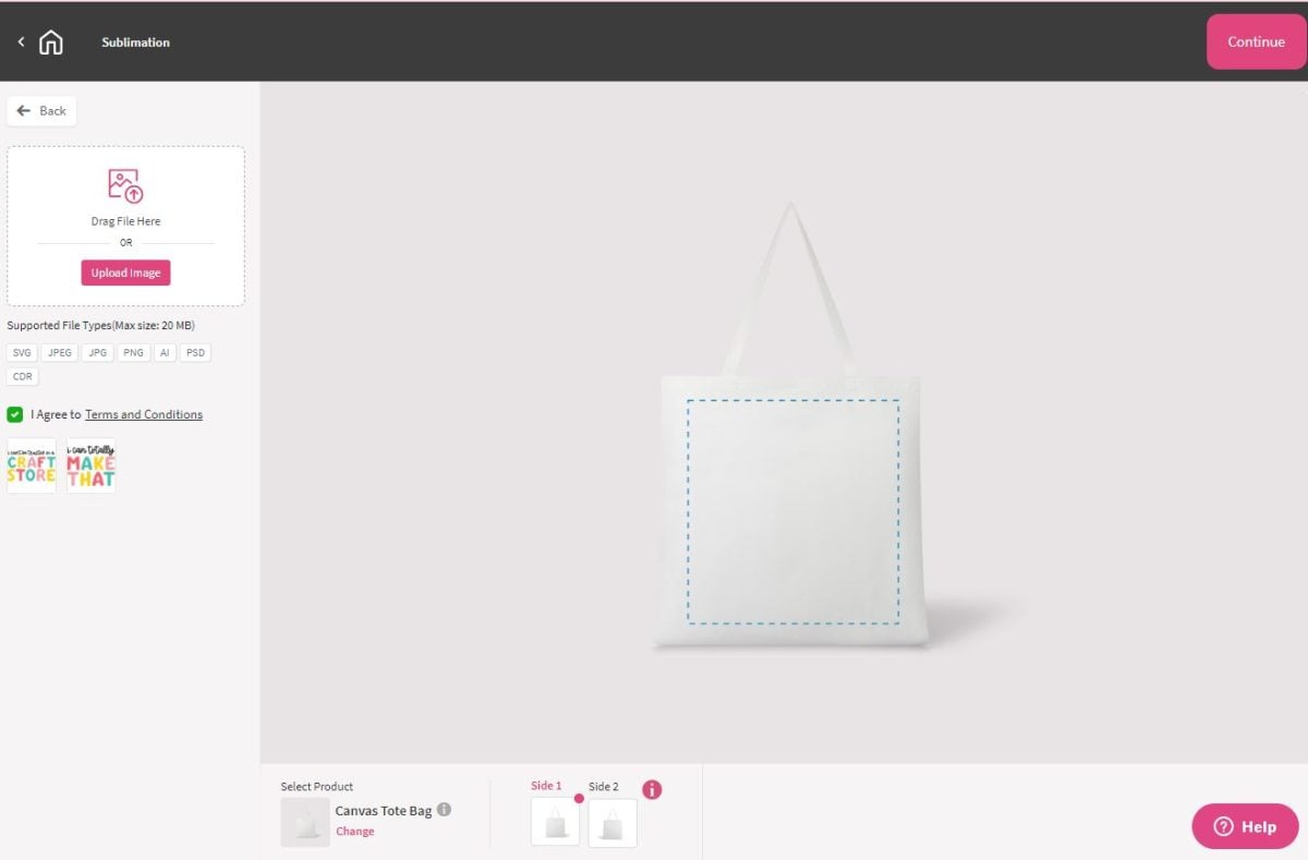 Tote bag on DesignMate canvas