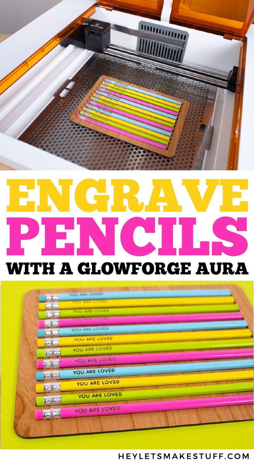 How to Engrave Pencils with a Glowforge Aura pin image 2