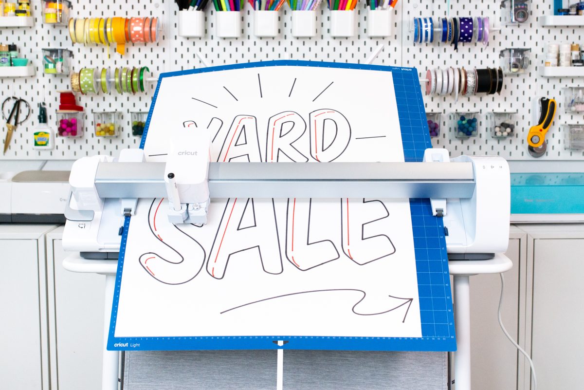 Cricut Venture with yard sale sign