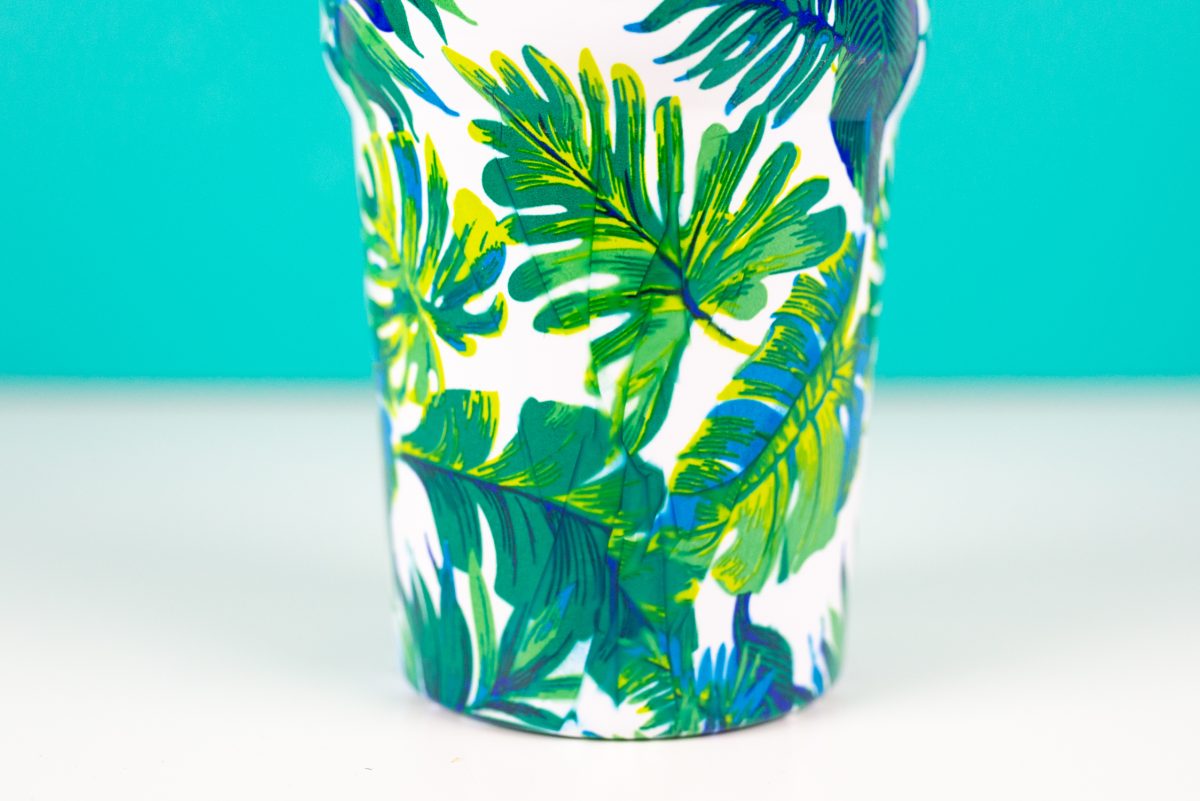 Leaf print sublimation tumbler showing overlap