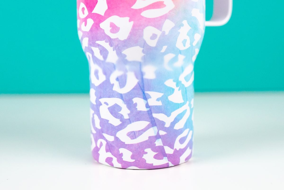 Leopard print sublimation tumbler showing weird overlap