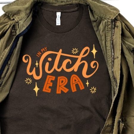Dark brown t-shirt with the saying In My Witch Era