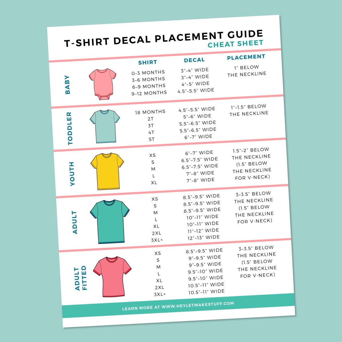 T-shirt decal placement guide