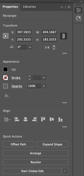 Adobe Illustrator - Properties Panel