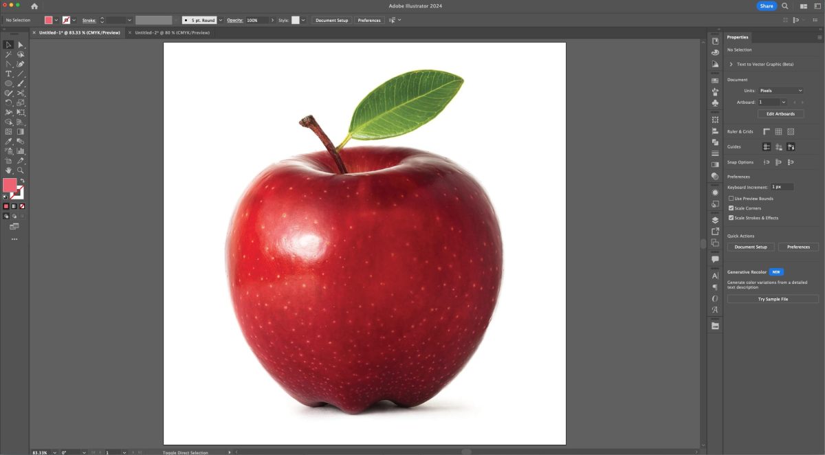 Adobe Illustrator: Apple photo on Artboard