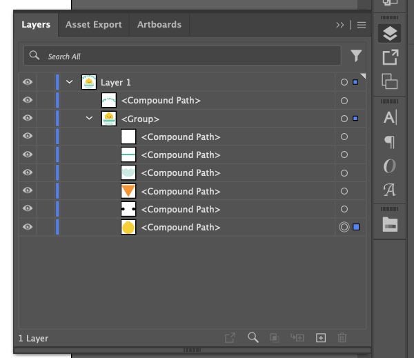 Adobe Illustrator: closeup of Layers Panel