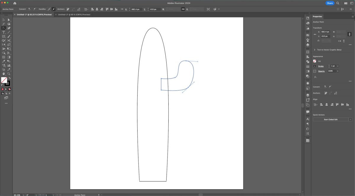 Adobe Illustrator: Cactus arm shape with curves