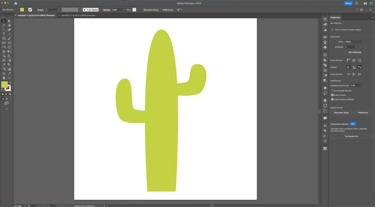 Adobe Illustrator: Cactus colored green