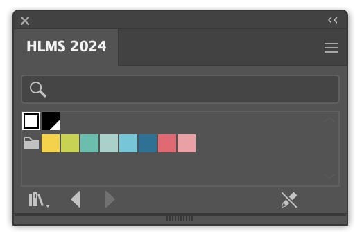 Adobe Illustrator - Color swatch library open with new palette.