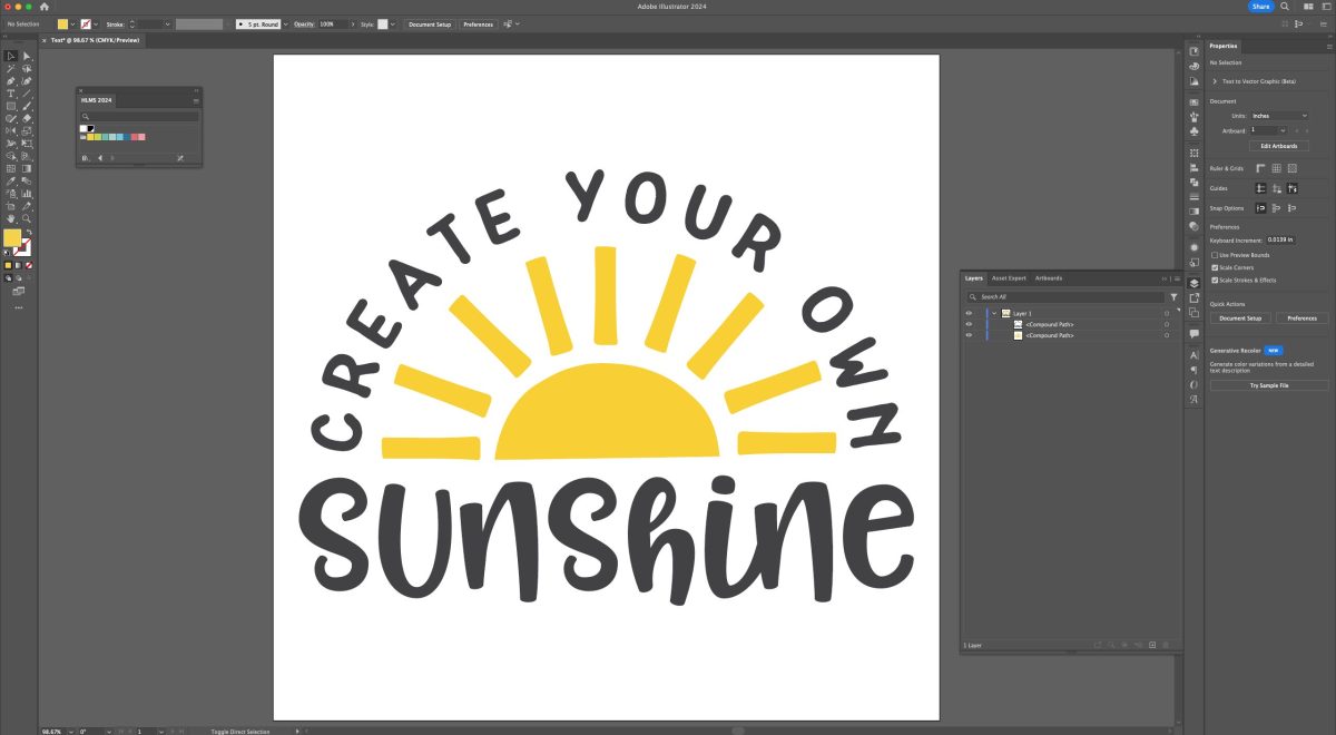 Adobe Illustrator: Create Your Own Sunshine SVG in black with yellow sun
