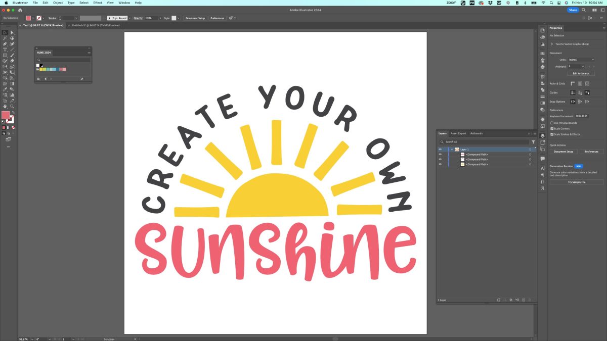 Adobe Illustrator: Create Your Own Sunshine SVG in black and pink with yellow sun