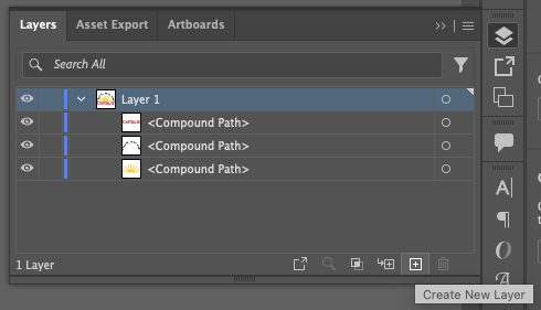 Adobe Illustrator: Layers Panel showing plus sign for new layer