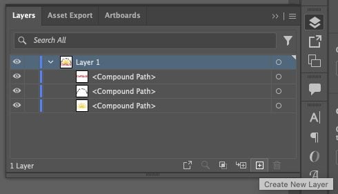 Adobe Illustrator: Layers Panel showing plus sign for new layer