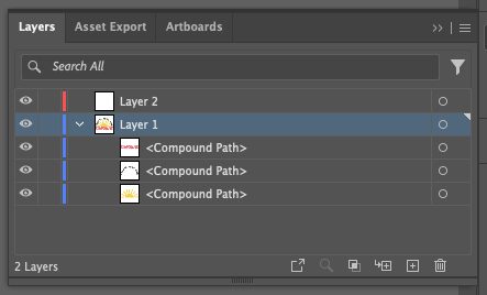 Adobe Illustrator: Layers Panel showing layer 2 created
