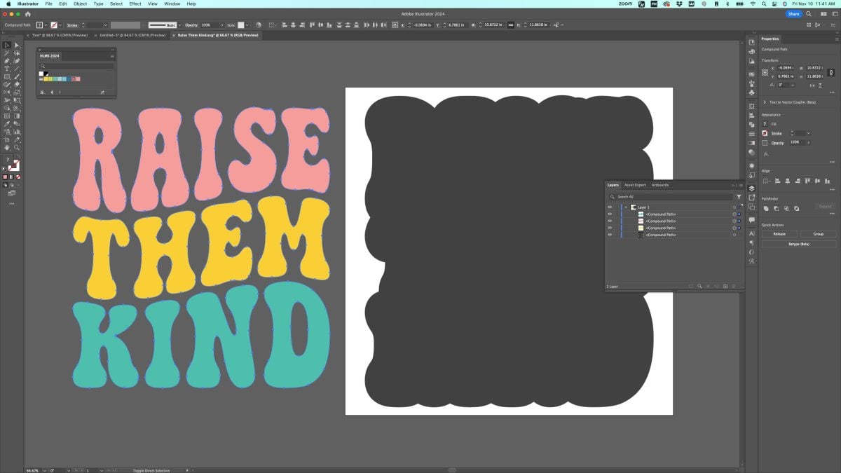 Adobe Illustrator - Raise them Kind image showing offset has not cutout