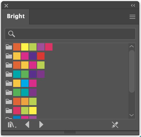 Adobe Illustrator close up of Bright swatch library