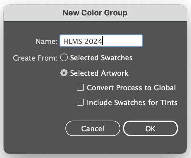Adobe Illustrator - Renaming new color group