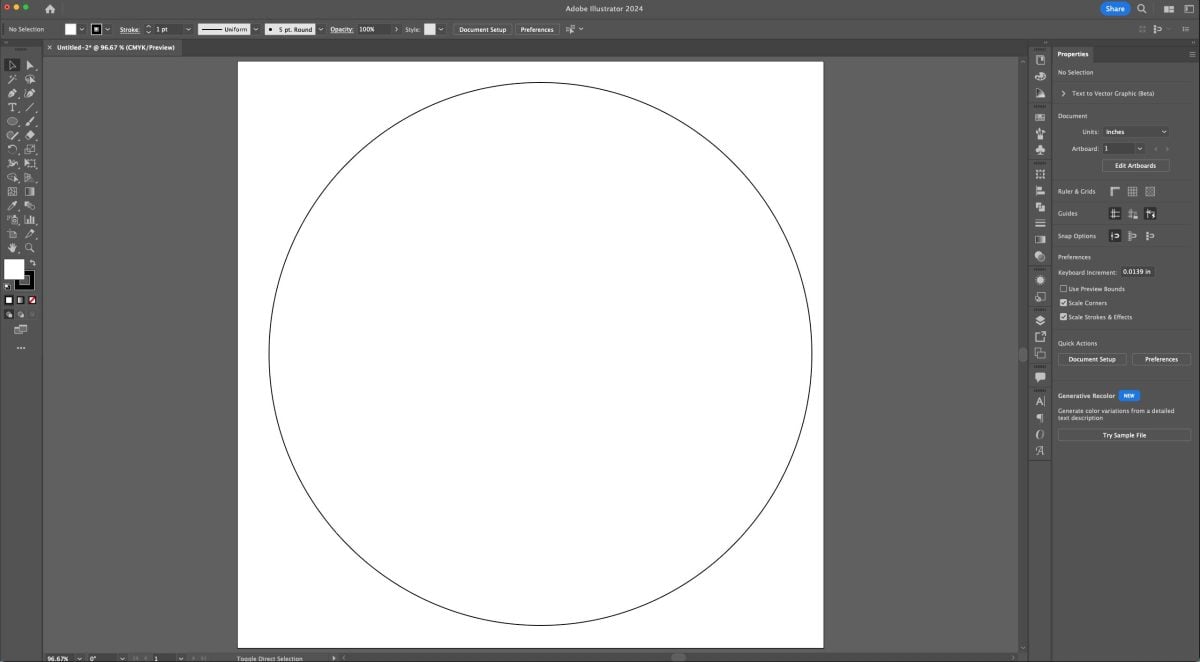 Adobe Illustrator: circle on artboard