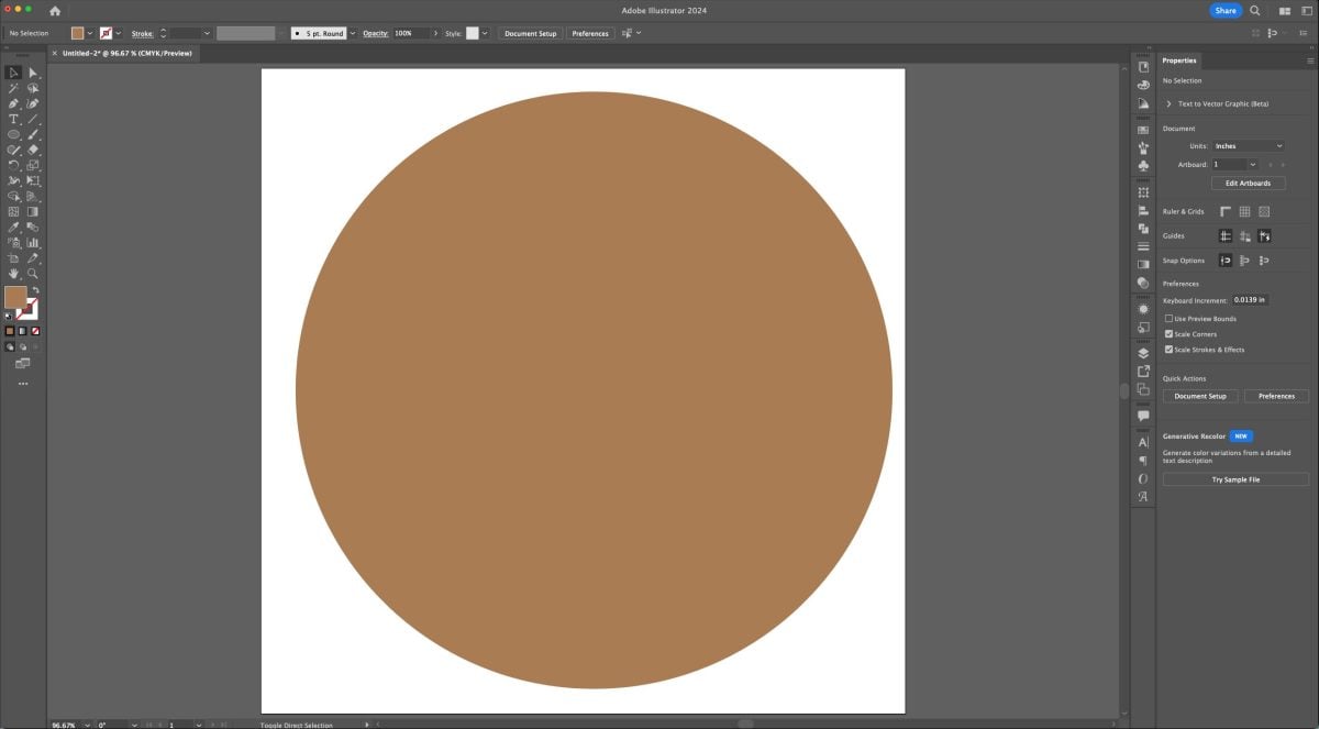 Adobe Illustrator: circle on artboard changed to brown