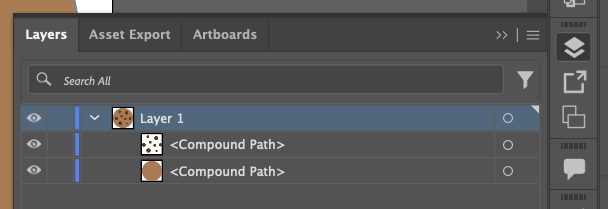 Adobe Illustrator: layers panel showing two compound paths.