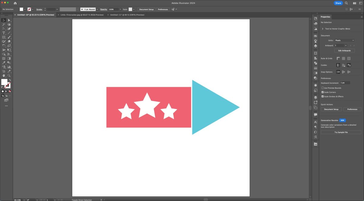 Adobe Illustrator: Firecracker with three added stars