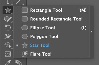 Adobe Illustrator: Star tool under Rectangle tool