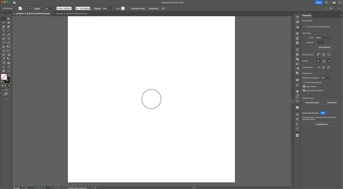 Adobe Illustrator:  Circle on canvas