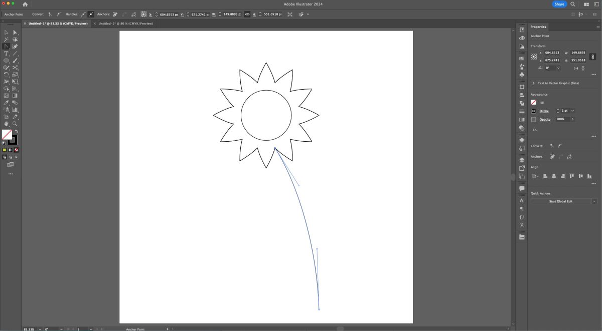 Adobe Illustrator: curved stem
