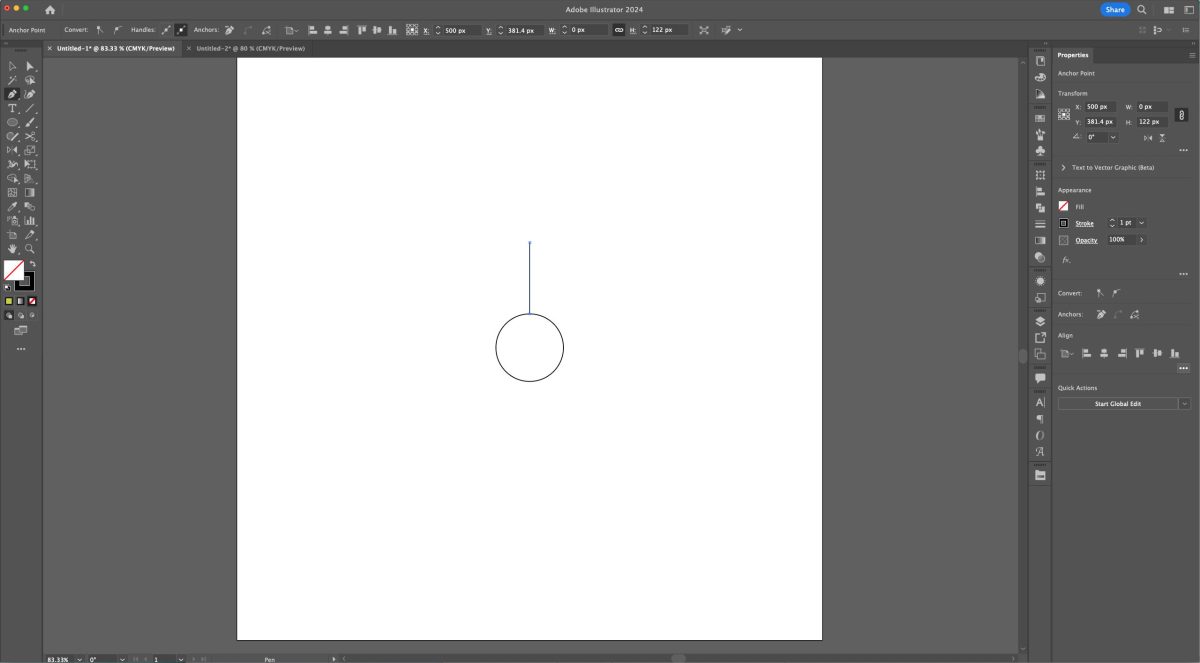 Adobe Illustrator: Pen tool creating a closed shape