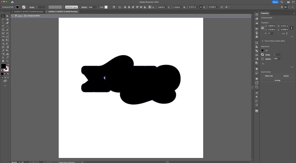 Adobe Illustrator: Deleting extra pieces from the XOXO offset