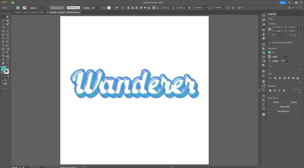 Adobe Illustrator: "Wanderer" with blend expanded