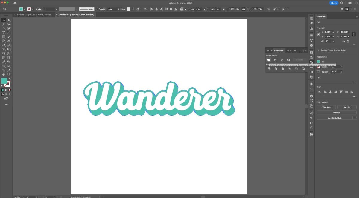 Adobe Illustrator: "Wanderer" with blend united