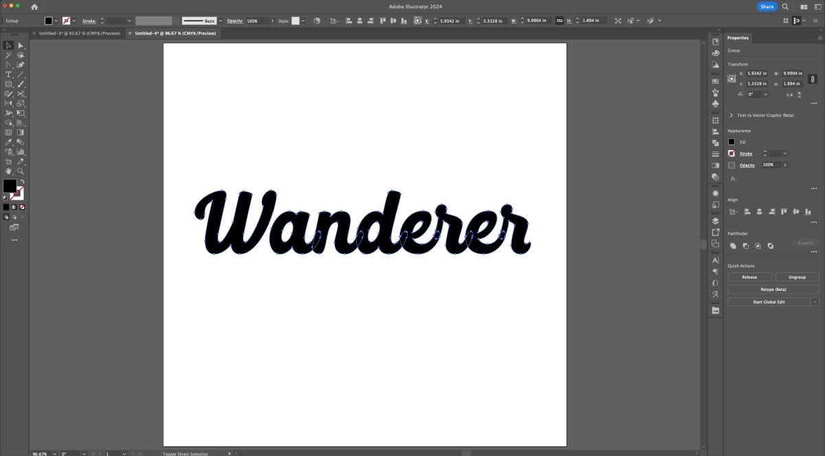 Adobe Illustrator: "Wanderer" outlined