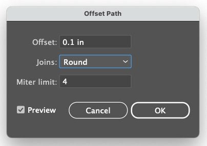 Adobe Illustrator: Offset path window