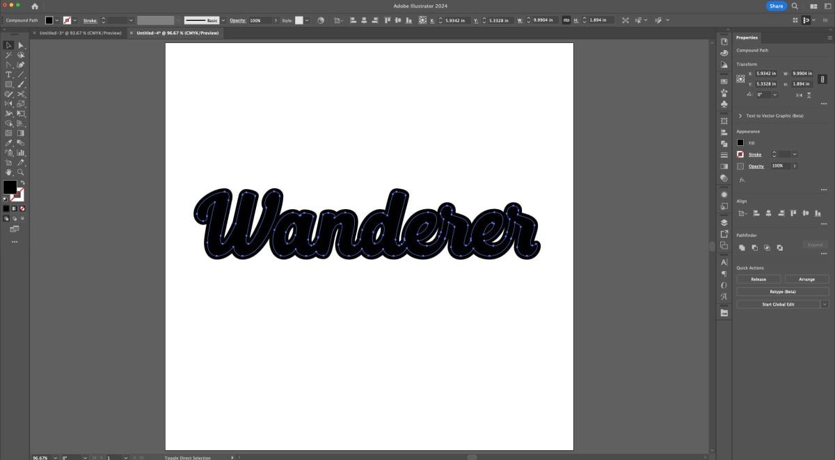 Adobe Illustrator: "Wanderer" with black offset path