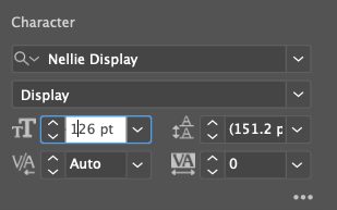 Adobe Illustrator: Closeup of character panel showing character sizing