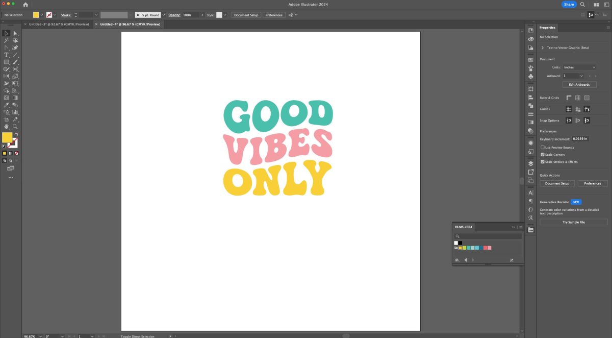 Adobe Illustrator: "good vibes only" with three colors