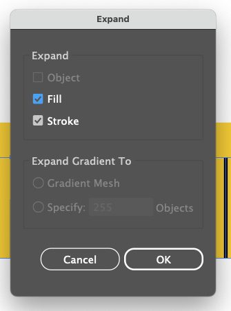 Expand menu showing fill and stroke selected.