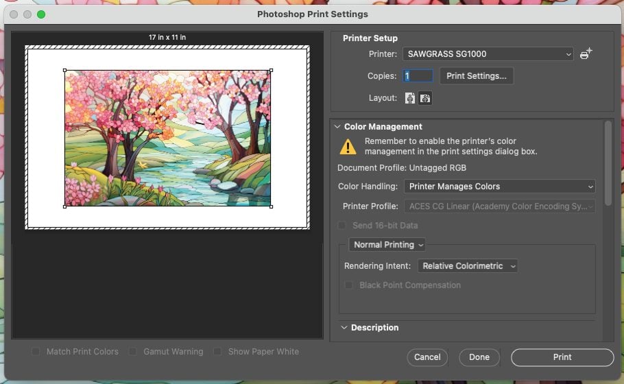 Photoshop: Spring rectangle image in print screen