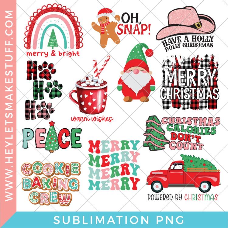 Free Christmas Sublimation Designs + Ideas for How to Use Them! - Hey ...