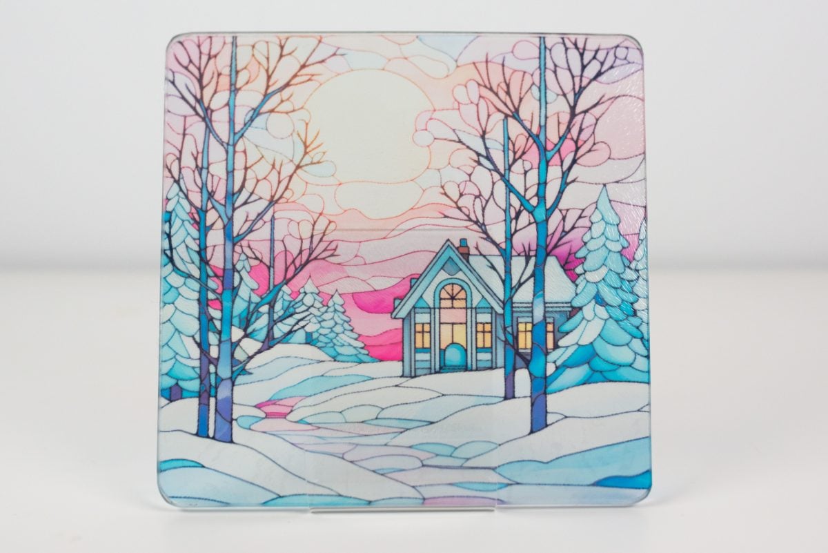 Dollar tree sublimated cutting board with winter trees design