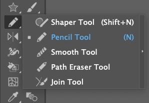 Showing the Pencil tool options