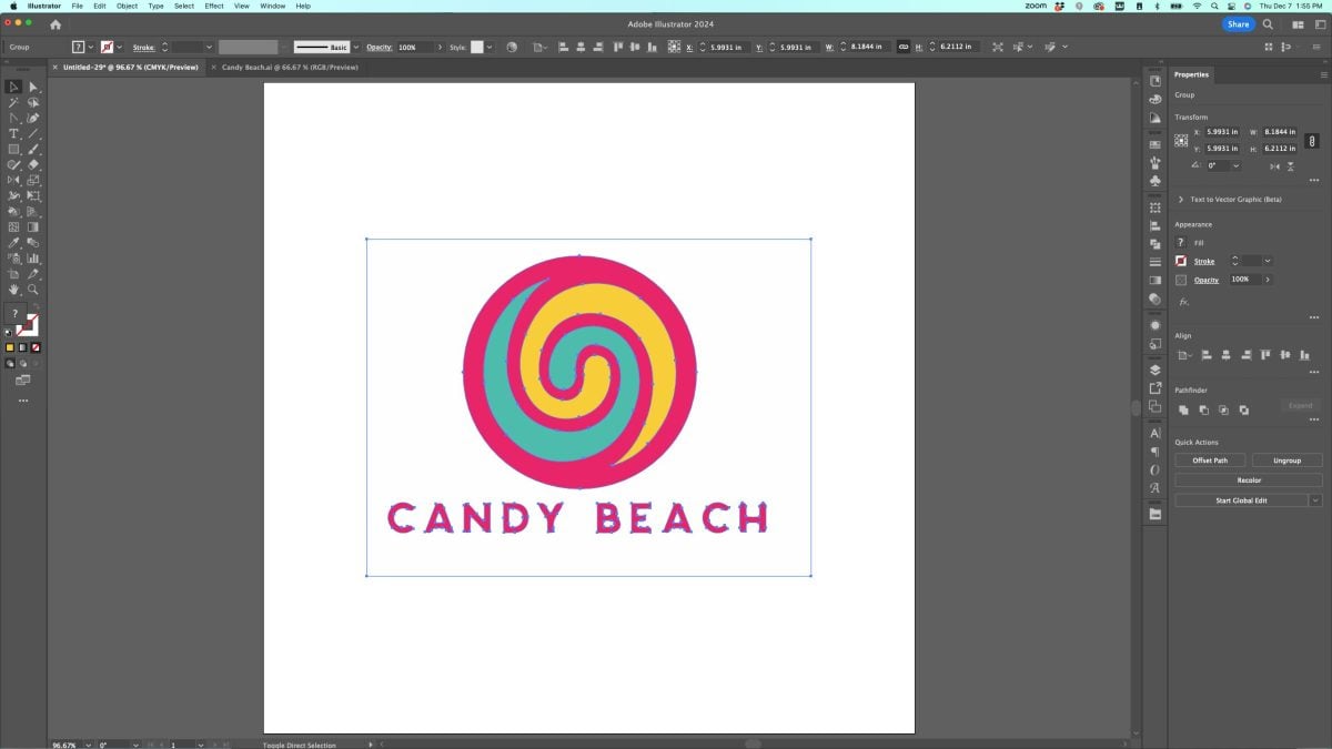 Adobe Illustrator: Final Candy Beach logo as a vector