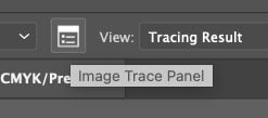 Adobe Illustrator: close up of where to find the Image Trace Panel