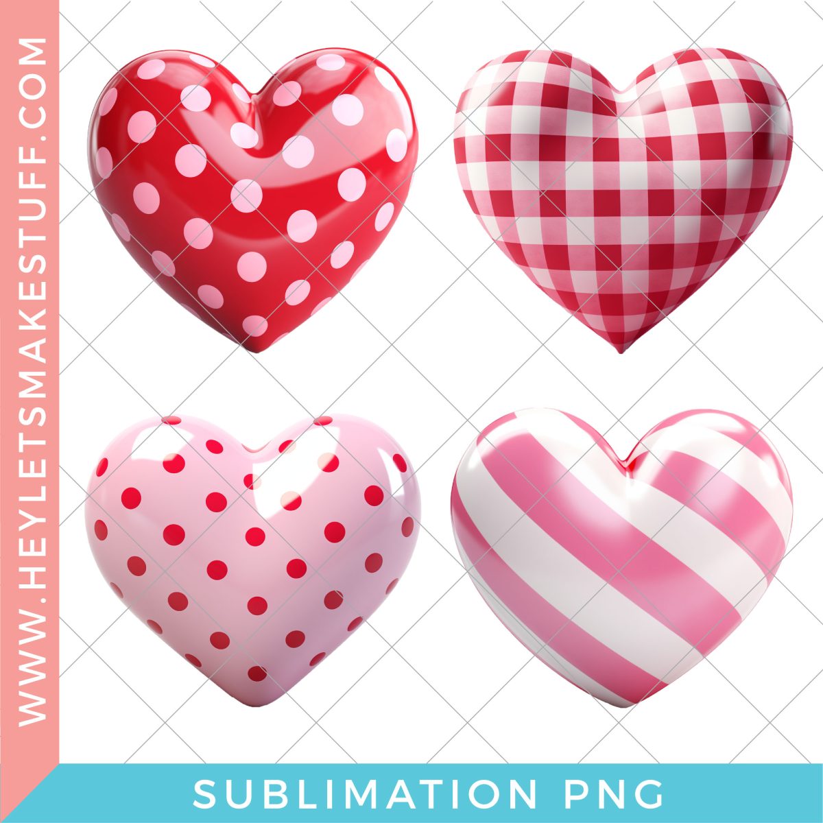 Four sublimation hearts