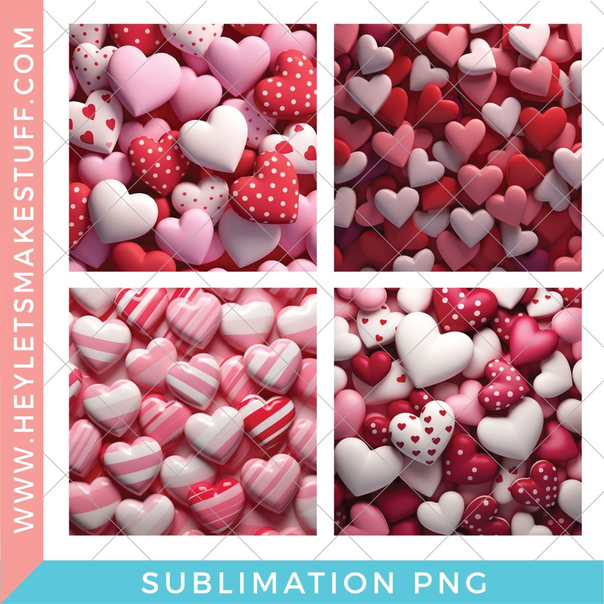 Four sublimation heart patterns