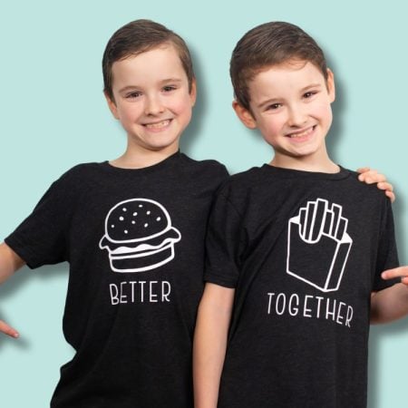 twin boys wearing "better together" shirts