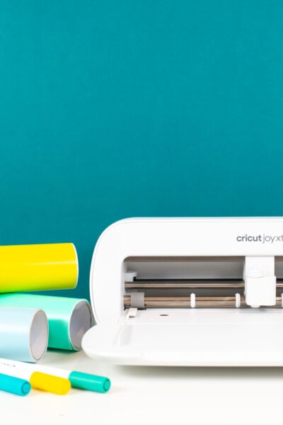 Cricut Joy Xtra with supplies and materials
