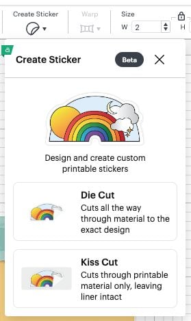 DS: Create Sticker dropdown