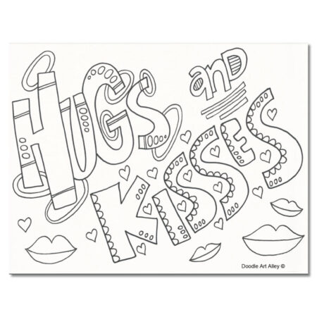 Doodle-Art-Alley Hugs and Kisses Coloring Page